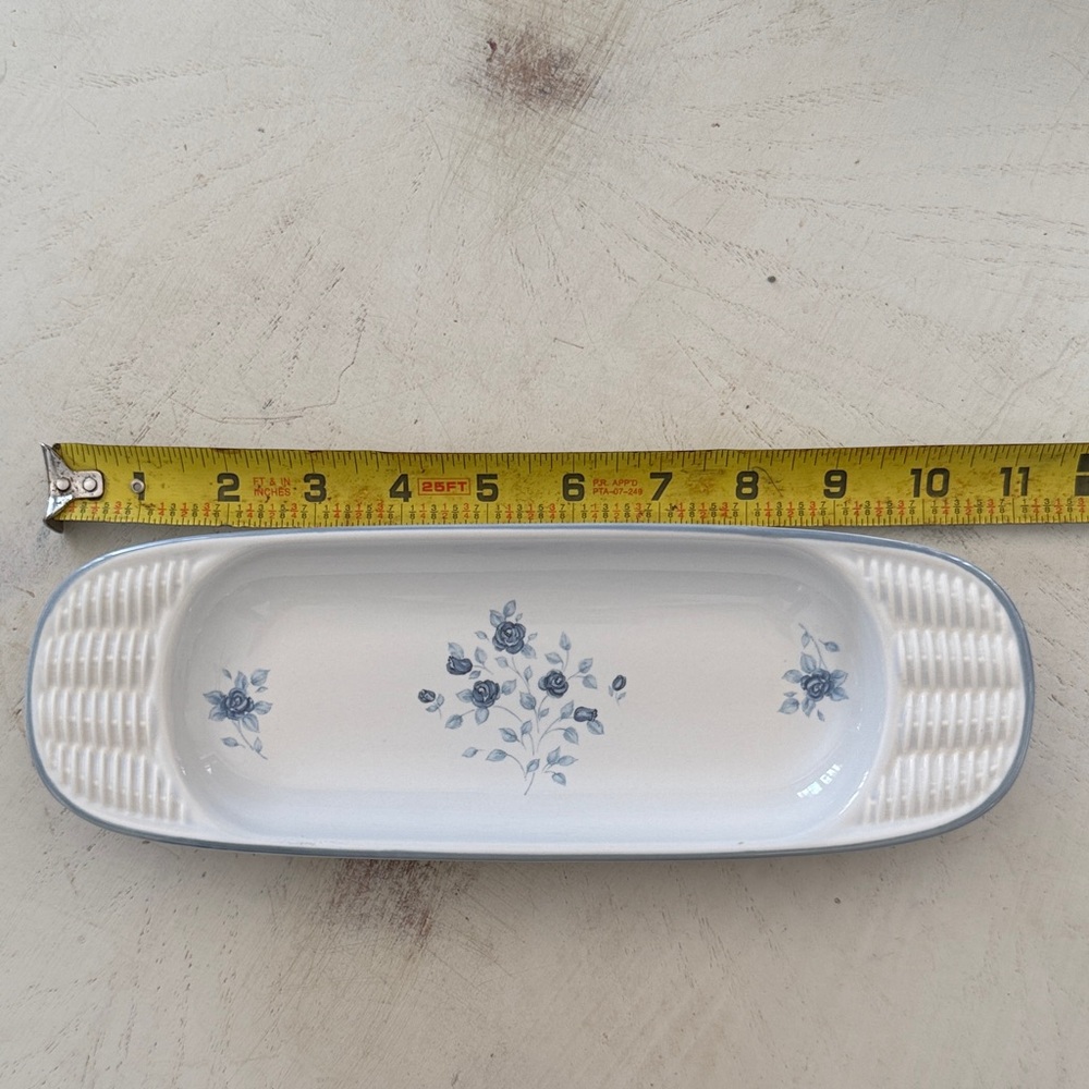 Pfaltzgraff Poetry Whimsy Ceramic Basketweave Serving Tray blue & white - Picture 5 of 7